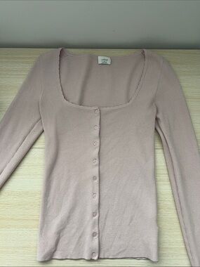 Wilfred Dusty Pink Ribbed Button-Up Cardigan